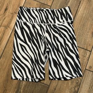 Nike Black and White Zebra Print Bike Shorts